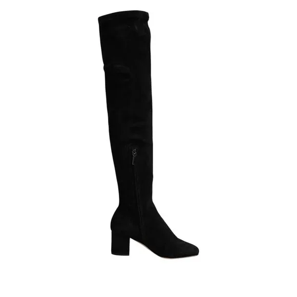 Dolce & Gabbana Black Suede Leather Knee High Boots Shoes